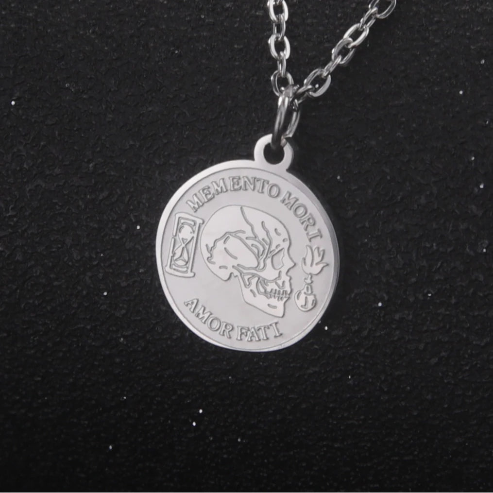 Memento Mori Amor Fati Skeleton Necklace — Stainless Steel