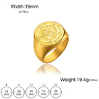 Kkjoy Stainless Steel Solomon Pentagram Magic Rune Signet Ring Vintage Occult Symbol Band Mens Jewelry Gift For Occult