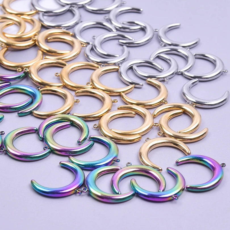 7Pcs No Fade Stainless Steel Wicca Moon Sun Egyptian Ankh Life Cross Pendant DIY Fatima Hand Turkish Evil Eye кулон Jewelry