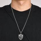 Vnox Archangel Saint Michael Shield Pendant Necklace Stainless Steel Vintage Protection Amulet Chain Jewelry Gifts for Men Women