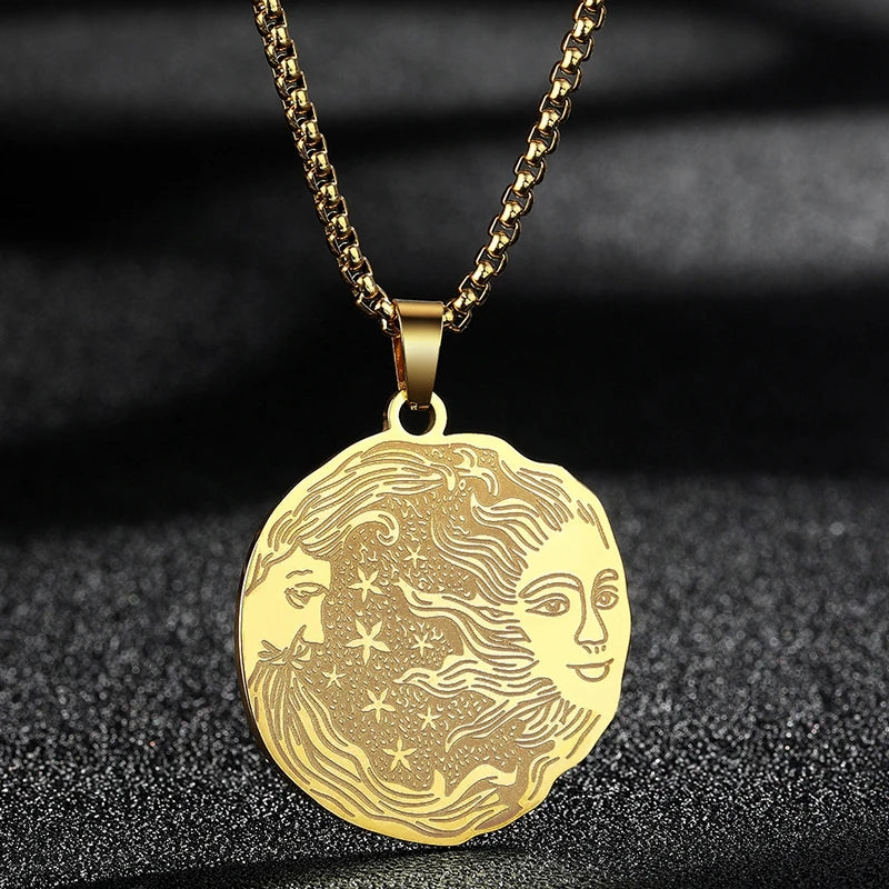 QIMING Dainty Saint George Pendant Necklace For Men Stainless Steel Warrior St. George's Dragon Medallion Mythology