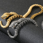 Massive Zodiac Snake Body Link Chain Choker Necklace Man Solid Stainless Steel Necklaces for Men Vintage Male Jewelry