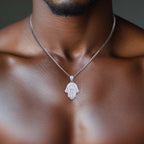 Iced Out Hamsa Pendant — 925 Silver