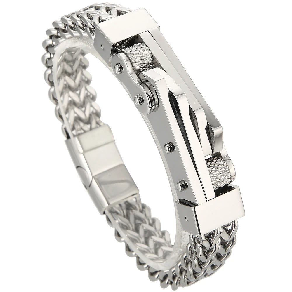 Bike Chain Man Bracelet for Men Gold Color Stainless Steel Link Men's Wrist Bracelets On Hand Jewelry Accessories