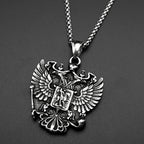 Russian Double-Headed Eagle National Emblem Symbol Pendant Necklaces for Women Men Silver Color Stainless Steel Jewelry Gift