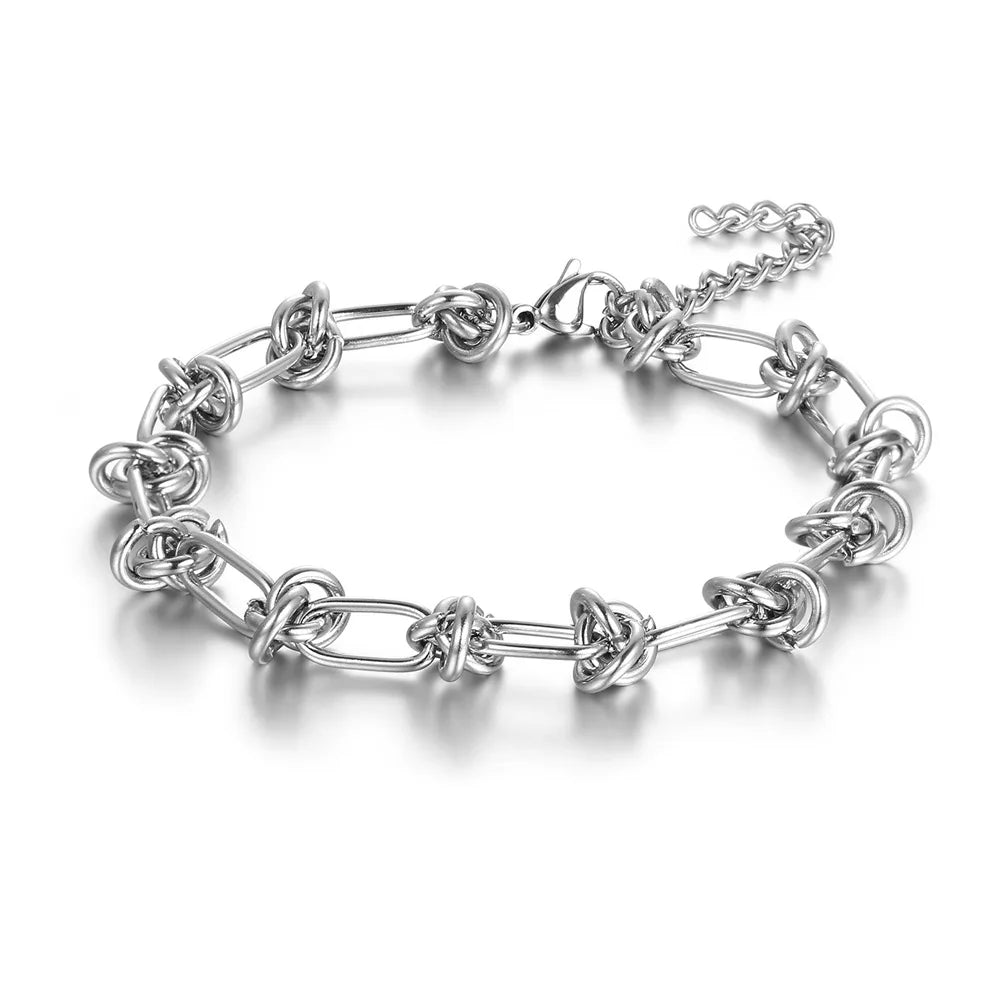 Knotted Twisted Link Chain Bracelet — Stainless Steel