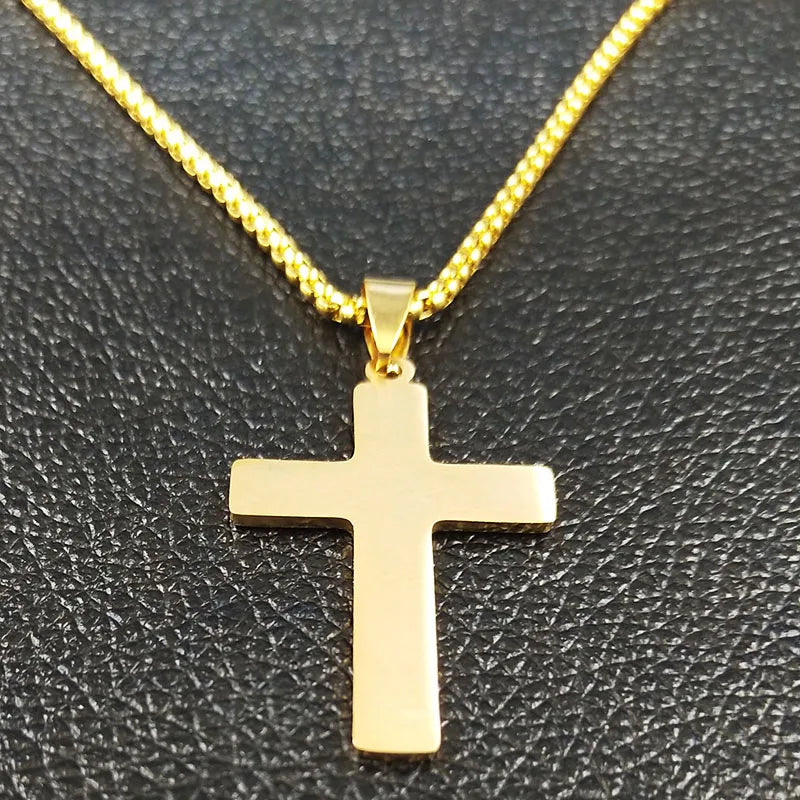 Christian Jesus Cross Pendant Necklace — Gold