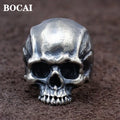BOCAI New Punk Rock Skull Ring for Man Real S925 Silver Handmade Retro Personality Domineering Tough Guy Jewelry Accessory