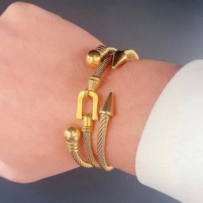 3-Piece Arrow Cuff Bracelet Set — Stainless Steel