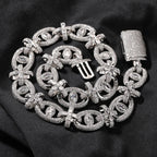 7"-22" Hip Hop 5A+ CZ Stone Paved Bling Iced Out 18mm wide Fatima Eye Cross Link Chain Bracelet for Men Rapper Jewelry
