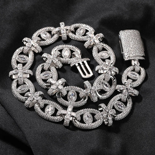 7"-22" Hip Hop 5A+ CZ Stone Paved Bling Iced Out 18mm wide Fatima Eye Cross Link Chain Bracelet for Men Rapper Jewelry