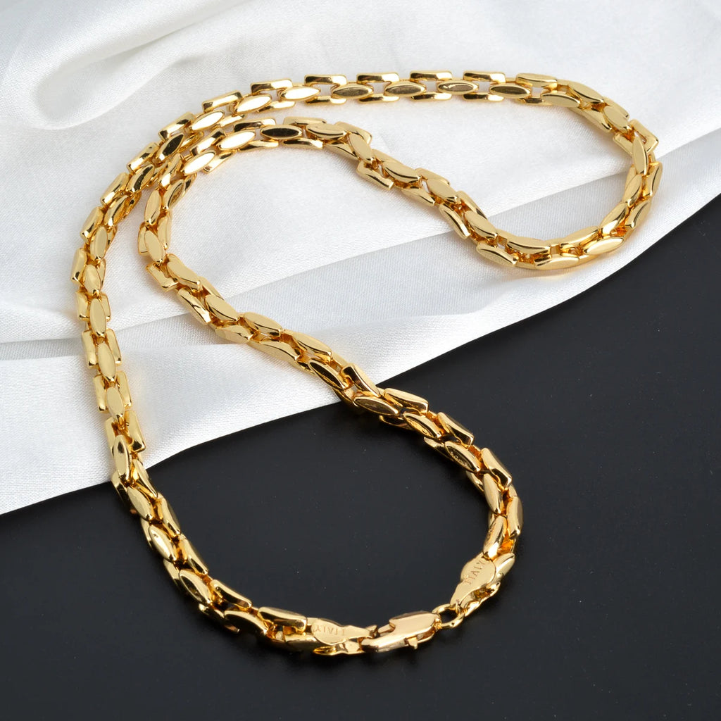 Original Dubai 18k Gold Plated Men's and Women's Necklace Irregular Rectangular Weaving Hip Hop Party Jewelry Gifts