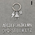 Fashion A-Z Letter Charm Lightning Bolt Plug Electrician Keychain for Electrical Worker Bag Car Keyring Gifts
