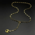 Gold Coffee Bean Chain Necklace New Design Hollow Oval Pendant Stainless Steel Jewelry Minimalist Unisex Streetwear