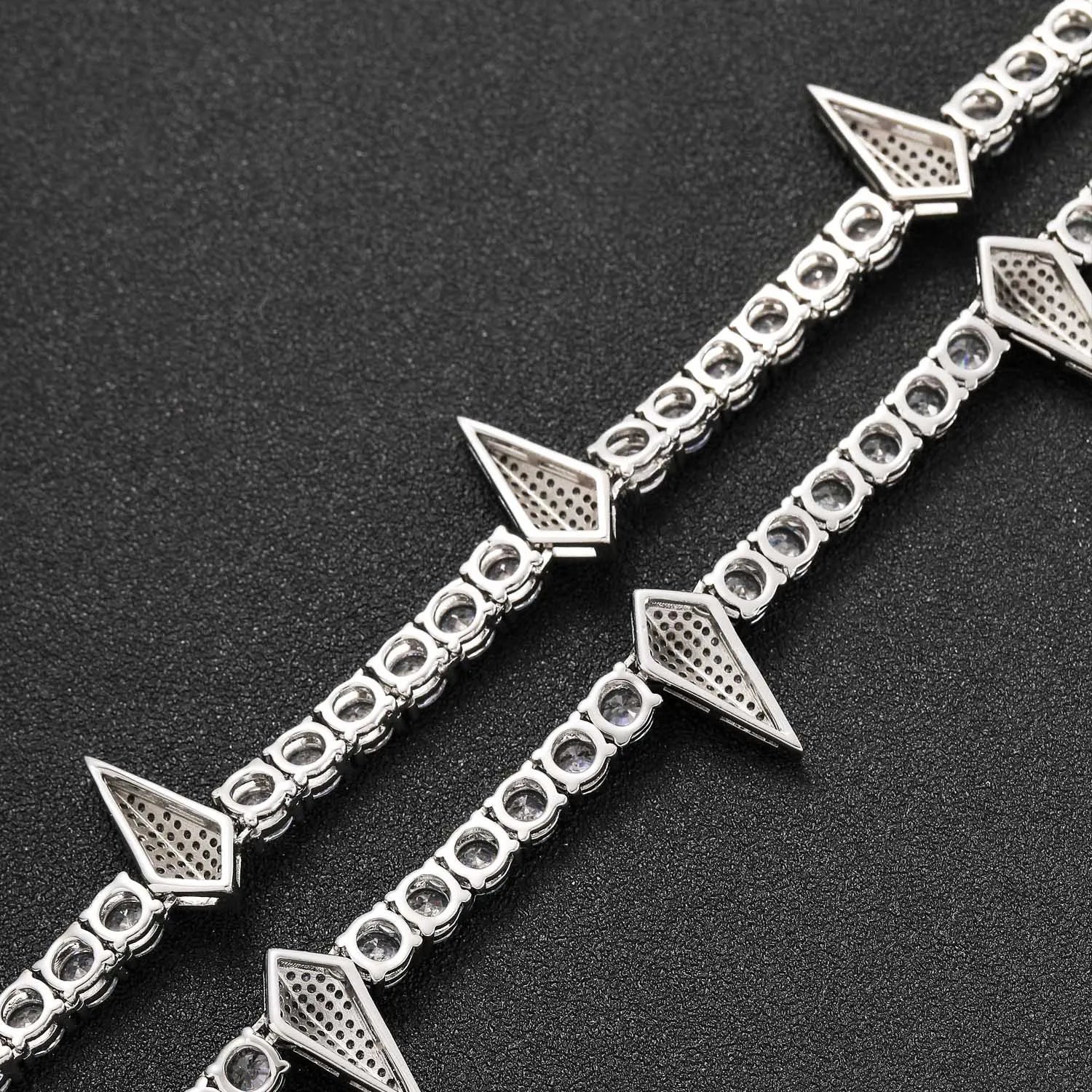 Black Panther Necklace 5mm Iced Out CZ Cubic Zircon Tennis Chain Rivet Wolf Tooth Charm Fashion Hiphop Jewelry Gift for Mens
