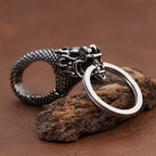 Viking Dragon Head Keychain — Stainless