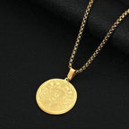 Viking Calendar Rune Medallion Pendant Necklace — Stainless Steel