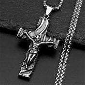 Cross Jesus Christ Silver Pendant Retro Crucifix