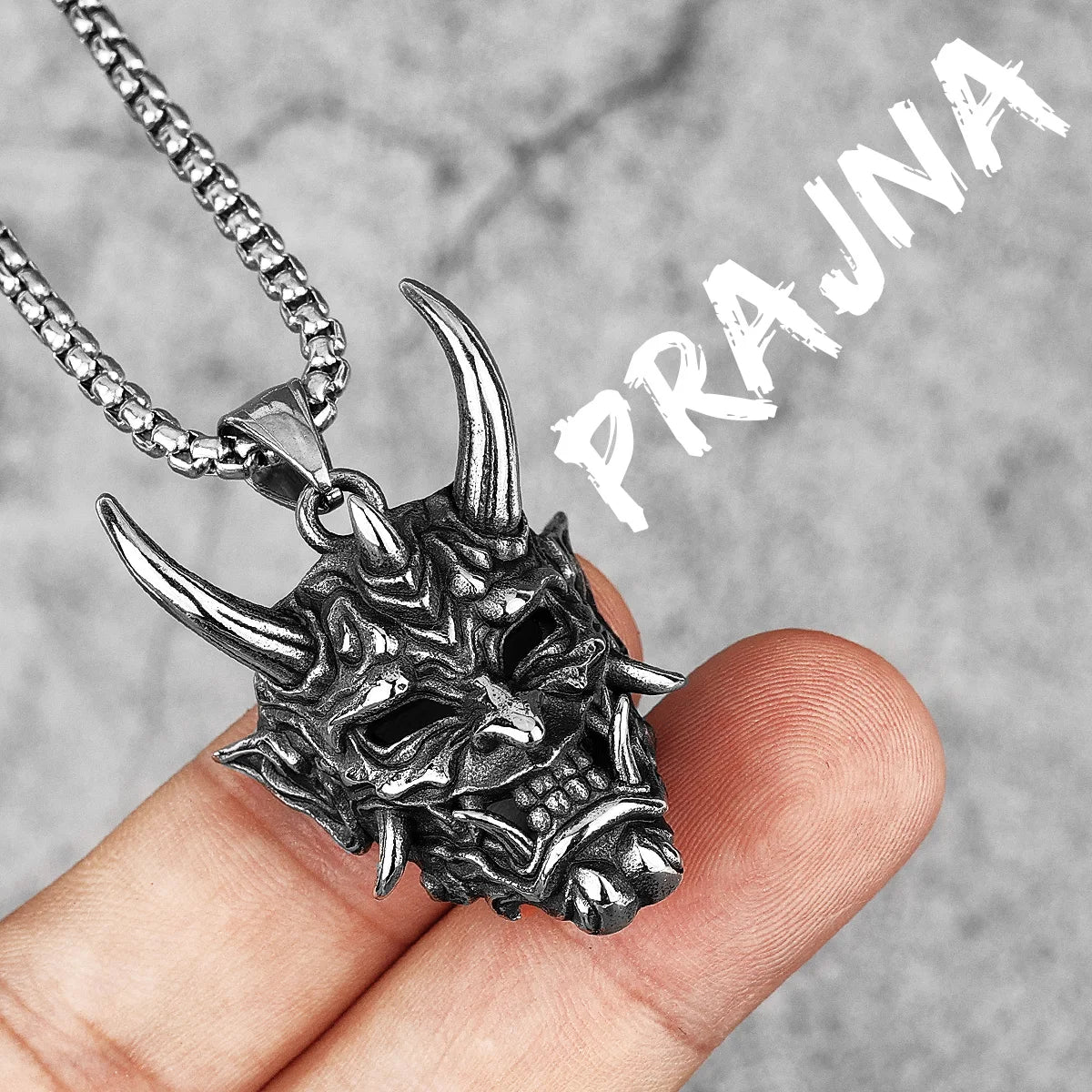 Hannya Mask Pendant Necklace — Stainless Steel