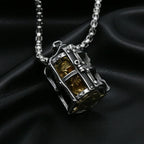 Gothic Cage Skull Pendant Necklace — Gold-Tone, Stainless Steel