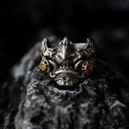 Cyberpunk Mask Statement Ring — Stainless Steel