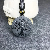 Crystal of Necklace Pendant Black Obsidian Guardian Healing Amulet Popular Export Item Tree of Life