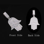 Iced Out Hamsa Pendant Necklace Stainless Steel