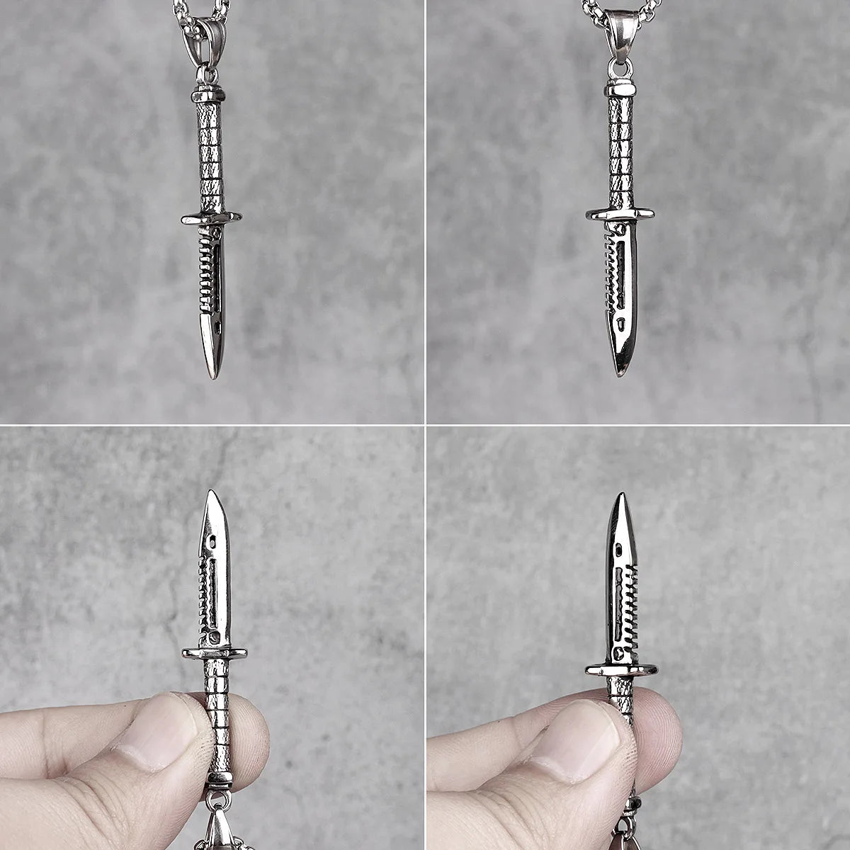Knife Mens Long Necklaces Pendants Chain Punk Hip Hop Cool for Boy Male Stainless Steel Jewelry Creativity Gift Wholesale