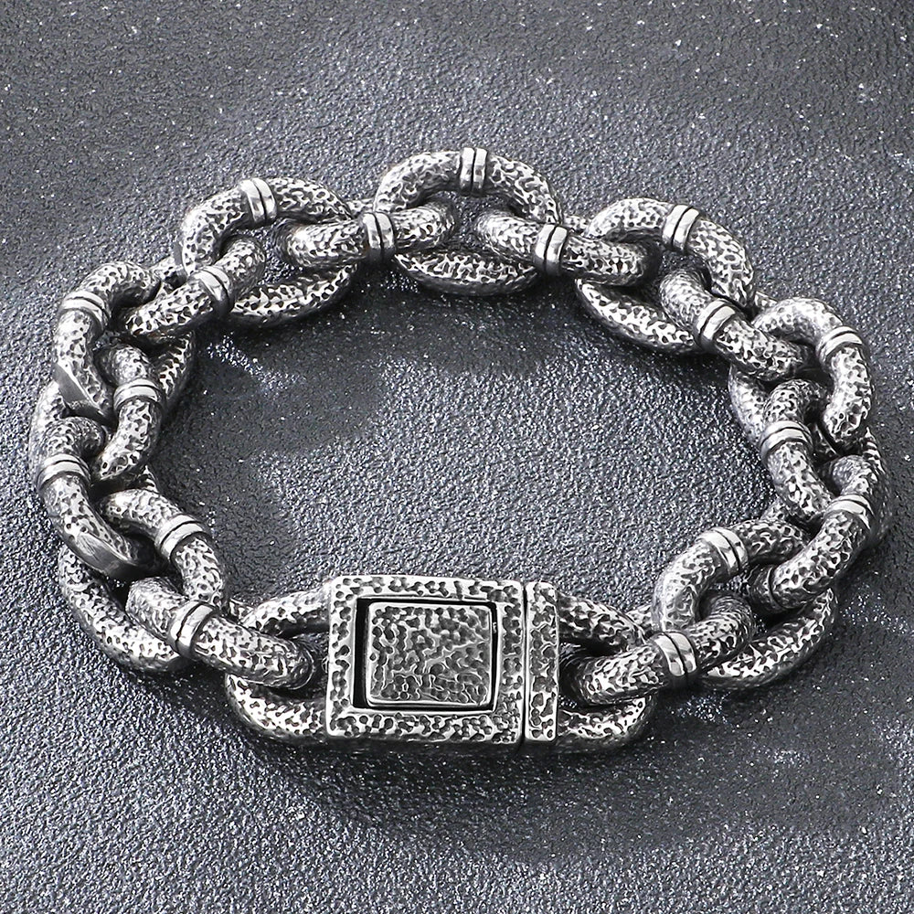 Massive 16mm Wide Link Man Bracelet for Men Vintage 316l Stainless Steel Men's Chain Bracelets Punk Jewelry Male