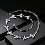 Unique Shark Teeth Shaped Spike Rivet Necklace for Men, Silver Color Punk Adjustable Collar Necklace, Trendy Hip Hop Jewelry