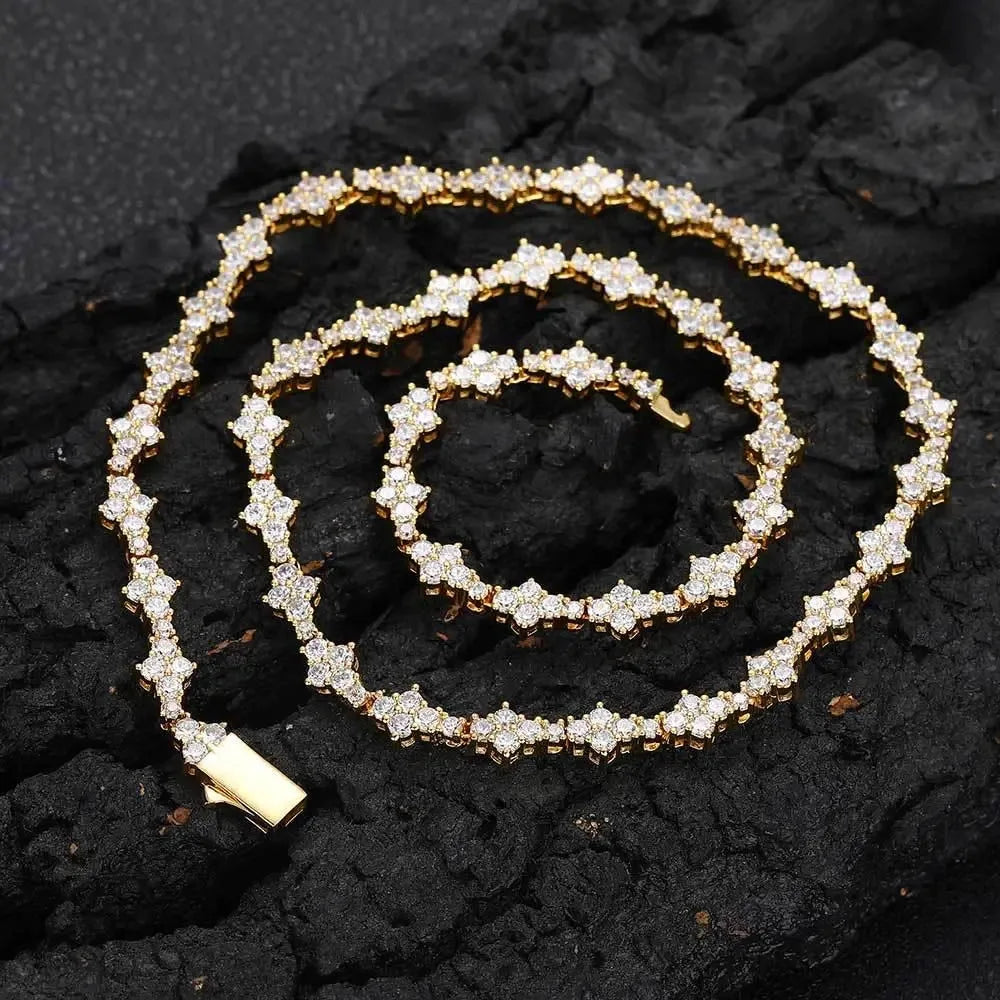 THE BLING KING Honeycomb Tennis Chain Necklace Prong Setting 5A Cubic Zirconia Choker HipHop Fashion Jewelry For Party