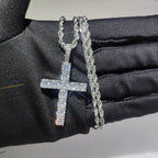 Fashion Simple Bling Cross Jewelry Iced Out Cubic Zirconia Diamond 18k White Gold Plated Cross Pendant Necklace For Men Women