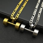 Gym Dumbbell Pendant Necklace — Stainless Steel