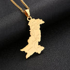Pakistan Map Urdu Pendant Necklace — Stainless Steel