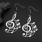 Two-Tone Earrings Hollow Musical Note Drop Lovers