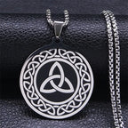 Witchcraft Celtic Witch Knot Pendant Necklace for Women Men Stainless Steel Slavic Protection Amulet Jewelry nudo de