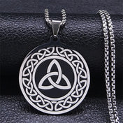 Witchcraft Celtic Witch Knot Pendant Necklace for Women Men Stainless Steel Slavic Protection Amulet Jewelry nudo de