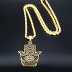 2024 Fashion Hamsa Hand Stainless Steel Chain Necklace for Men Gold Color Necklaces Pendants Jewerly colgante hombre