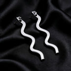925 Silver Snake Moissanite Earrings 3-Row VVS