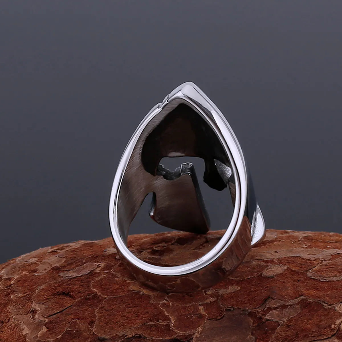 Stainless Steel Vikings Glossy Mask Ring Men's Personality Punk Hip Hop Sparta Face Shield Shape Finger Jewelry Ring Gift