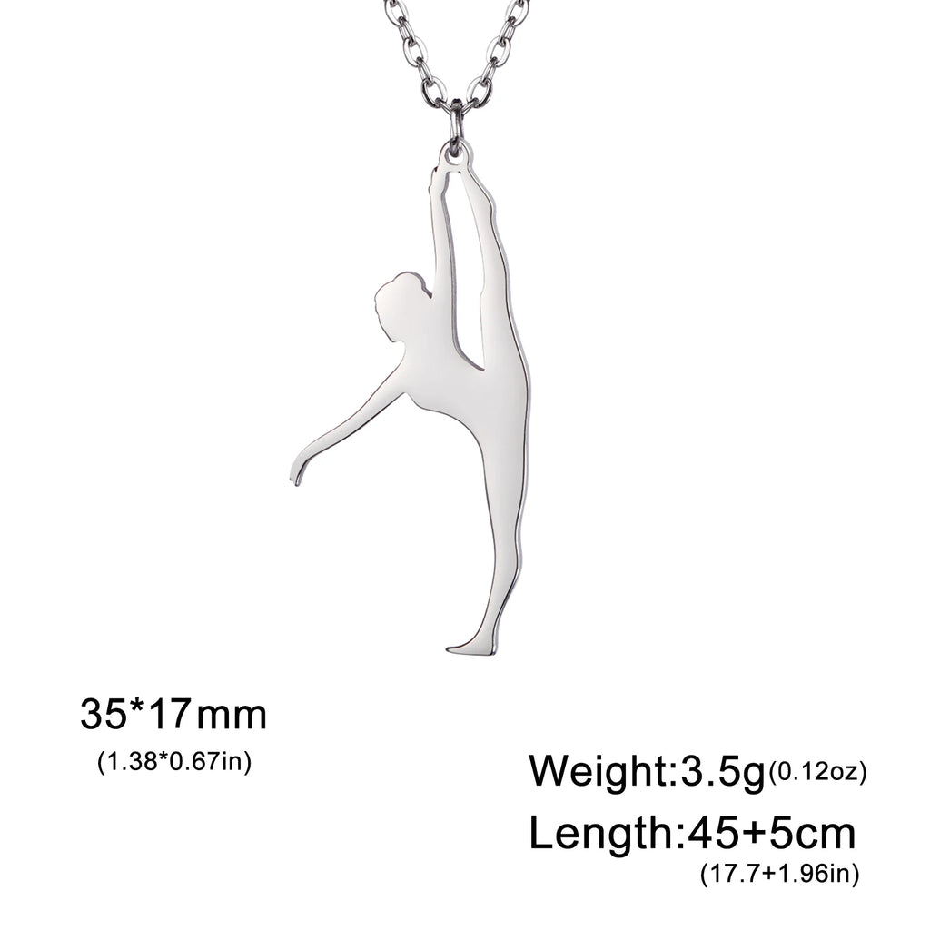 Unift Stainless Steel Sport Women Necklace Runner Rhythmic Gymnastics  Silhouette Pendant Fashion Birthday Jewelry Wholesale