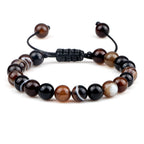 Natural Tiger Eye Stone Braided Beaded Bracelet, Adjustable