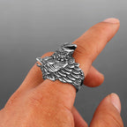 Viking Double Head Raven Huginn Muninn Ring Men's Vintage Stainless Steel Punk Hip Hop Celtic Biker Fashion Rings
