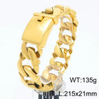 Massive Men's Stainless Steel Cuban Chain Bracelet for Man Classic 21MM Width Vacuum Plated Chunky Link Bracelets Never