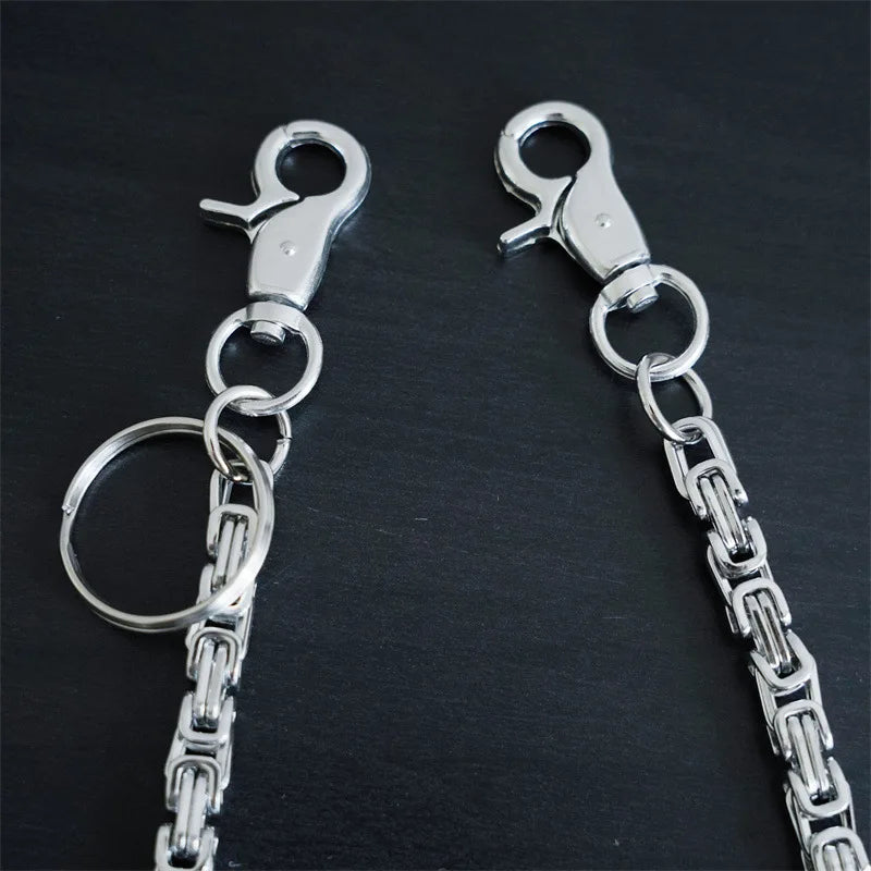 Biker Motorcycle Long Wallet Keychain — Stainless Steel