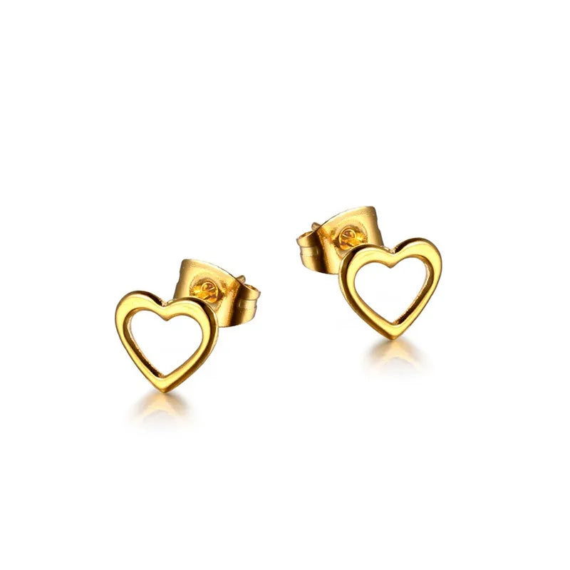 Love Heart Hollow Stud Earrings — Stainless