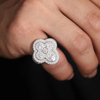 TUHE Unisex Silver Cross Ring Moissanite Stone Iced Out Couple Rings for Women Men Hip Hop Gifts