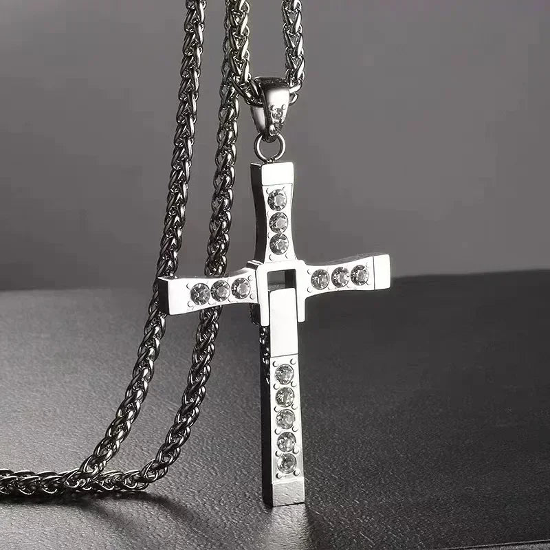 2024 New Vin Diesel Pendant Fast and Furious Boy Stainless Steel Dominic Toretto Cross Necklace for Men Chain Gift