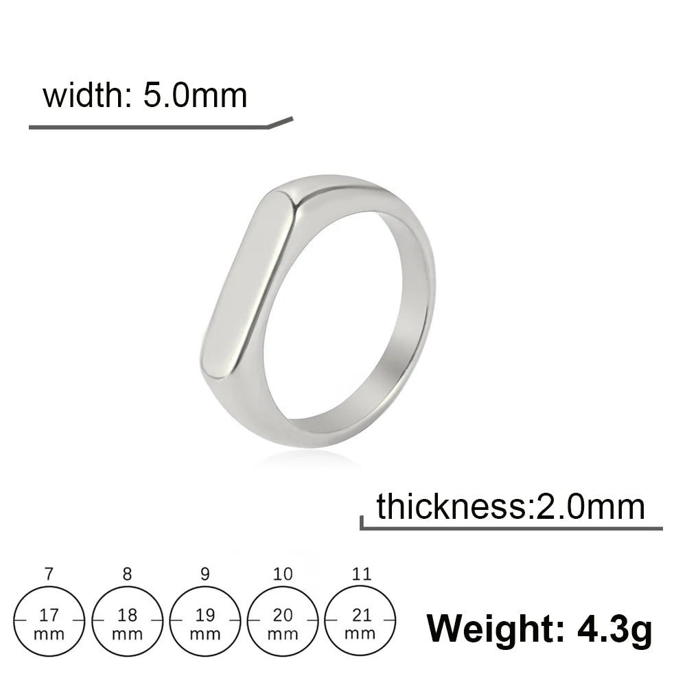 Skyrim Stainless Steel Signet Rings for Men Women Minimalist 5MM Wide Finger Rings 2026 Trend Wedding Couple Jewelry Gift Hot