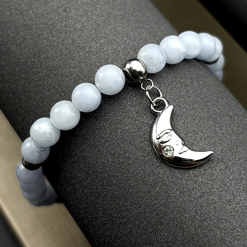 Moon Gold Bracelet Natural Stone Crescent Godness